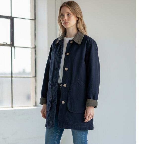 Lands' End Jackets & Blazers - M Lands' End navy blue cotton canvas barn jacket Coat Gorpcore Cabincore 6-8